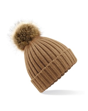 FUR POM POM CHUNKY BEANIE B412