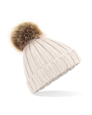 JUNIOR FUR POM POM CHUNKY BEANIE B412B