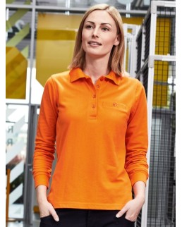 LADIES WORKWEAR POLO POCKET LONGSLEEVE JN865