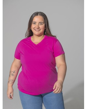 T-SHIRT DONNA MANICA CORTA COLLO A V CURVES CURVSPICO