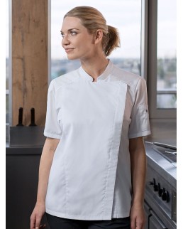 SHORT-SLEEVE LADIESâ CHEF JACKET MODERN-LOOK KJF25