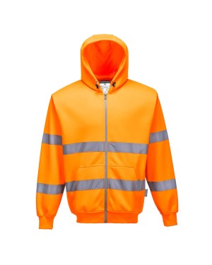 FELPA CON CAPPUCCIO E ZIP INTERA HI-VIS B305