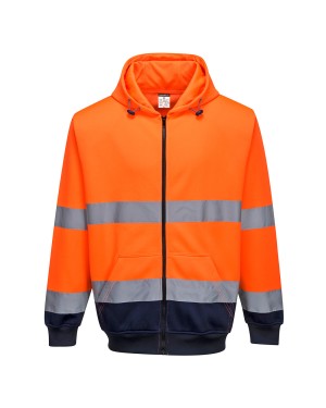 FELPA BICOLORE CON CAPPUCCIO E ZIP INTERA HI-VIS B317