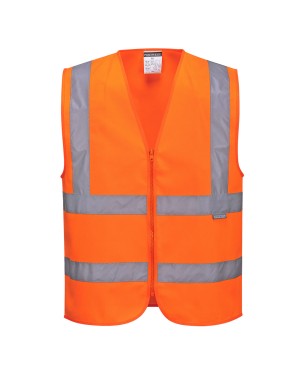 GILET DUE BANDE ORIZZONTALI E VERTICALI CON ZIP HI-VIS C375