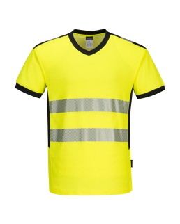 T-SHIRT PW3 CON SCOLLO A V HI-VIS PW310