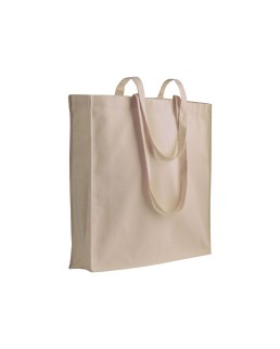 SHOPPER IN CANVAS, MANICI LUNGHI E SOFFIETTO, COLORE NATURALE