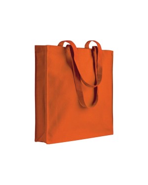 SHOPPER CON SOFFIETTO IN CANVAS 280 G/M2, MANICI LUNGHI