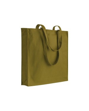 SHOPPER CON SOFFIETTO IN COTONE 220 G/M2, MANICI LUNGHI