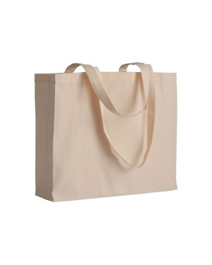 SHOPPER CON SOFFIETTO IN COTONE 200 G/M2, MANICI LUNGHI