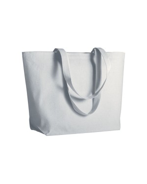 SHOPPER CON SOFFIETTO ALLA BASE IN COTONE 280 G/M2, MANICI LUNGHI