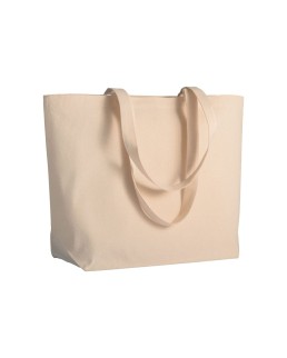 SHOPPER CON SOFFIETTO ALLA BASE IN COTONE 280 G/M2, MANICI LUNGHI