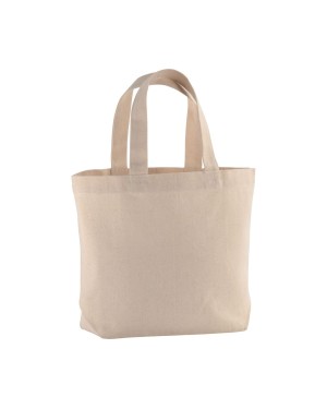 SHOPPER CON SOFFIETTO ALLA BASE IN COTONE 120 G/M2, MANICI CORTI