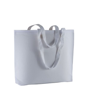 SHOPPER CON SOFFIETTO ALLA BASE IN COTONE 135 G/M2, MANICI LUNGHI