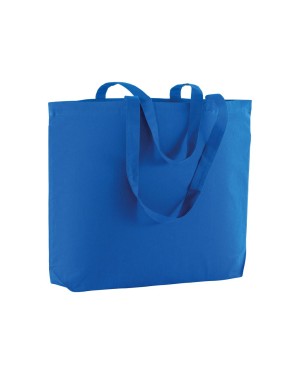 SHOPPER CON SOFFIETTO ALLA BASE IN COTONE 135 G/M2, MANICI LUNGHI