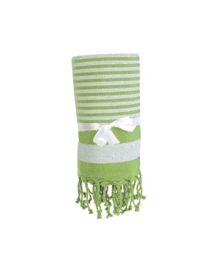 TELO MARE/PAREO STILE FOUTA 100% COTONE 580GR CON LATO IN SPUGNA E FRANGE, 90X160 CM