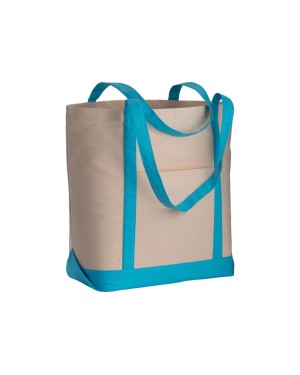 SHOPPER CON SOFFIETTO ALLA BASE IN COTONE NATURALE