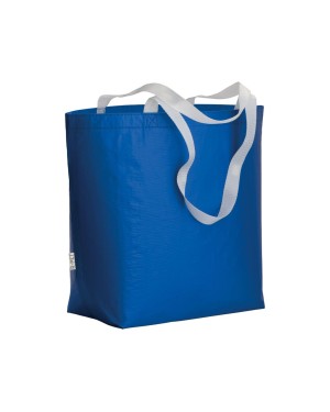 SHOPPER IN R-PET LAMINATO CON SOFFIETTO ALLA BASE - MANICI LUNGHI IN POLIESTERE