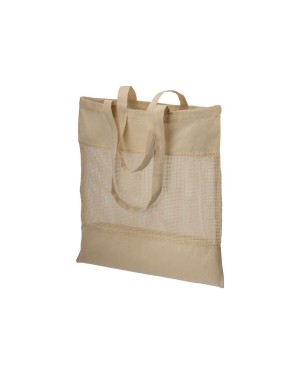 SHOPPER IN COTONE NATURALE DA 135 G/M2 CON RETE, MANICI LUNGHI