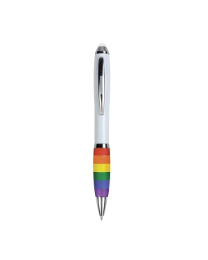 PENNA TWIST IN PLASTICA CON FUSTO BIANCO, IMPUGNATURA ARCOBALENO