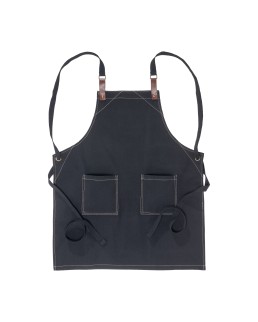 GREMBIULE DA CUCINA  IN COTONE 280 G/M2 CON 2 TASCHE FRONTALI, CINGHIE IN PU REGOLABILI.