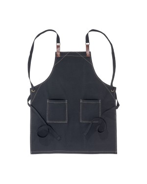 GREMBIULE DA CUCINA  IN COTONE 280 G/M2 CON 2 TASCHE FRONTALI, CINGHIE IN PU REGOLABILI.