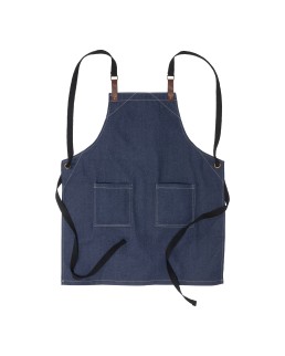 GREMBIULE DA CUCINA REGOLABILE  IN COTONE DENIM CON 2 TASCHE FRONTALI.