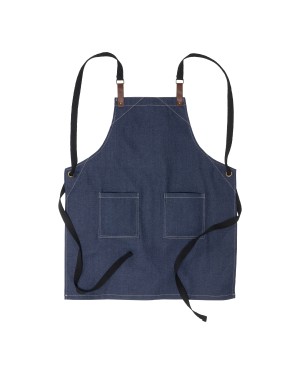 GREMBIULE DA CUCINA REGOLABILE  IN COTONE DENIM CON 2 TASCHE FRONTALI.