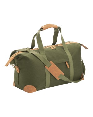 BORSA DUFFLE IN CANVAS  RICICLATO. TRACOLLA REGOLABILE E REMOVIBILE CON FIBBIE IN METALLO