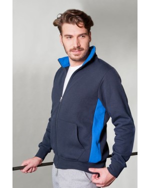 FELPA JACKET ZIP LUNGA CONTRAST70/30% COT/POL 280G BLU/BIANCO-S IT470C